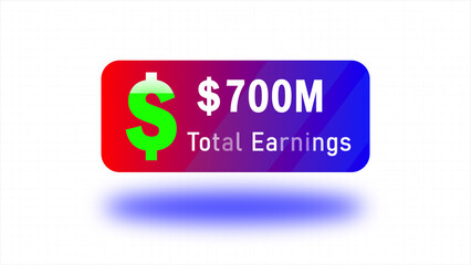 Dollar Growth Animation From 700 Million With White Background, Income Growth Meter From 700 Million Dollar Icon on Total Earnings Illustration