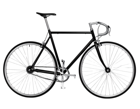 Minimalist Monochrome Bicycle Side Profile, isolated on transparent background
