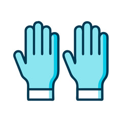 Obraz premium Pair of blue medical gloves icon with dark outline
