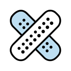 Minimalistic light blue bandage illustration on a black background
