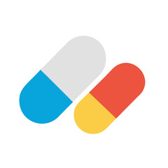 Two vibrant pills on black background for medical concepts