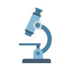 Blue microscope illustration on black background for science education