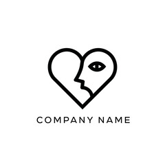 Obraz premium Abstract Heart and Face Profile Line Art Logo Design.