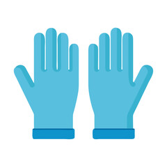 Obraz premium Pair of blue medical gloves on black background