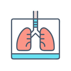 Colorful Lung X-Ray Illustration on Black Background