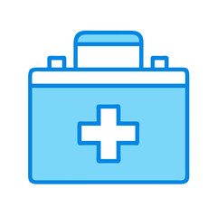 Obraz premium Simple blue medical kit icon on a black background