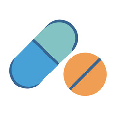 Isolated pair of blue and orange medicine pills illustration