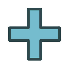 Obraz premium Isolated cyan plus sign icon with rounded edges