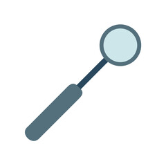 Dental mouth mirror on a black plain background flat design