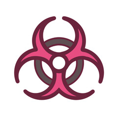Isolated biohazard symbol over black background with radial symmetry