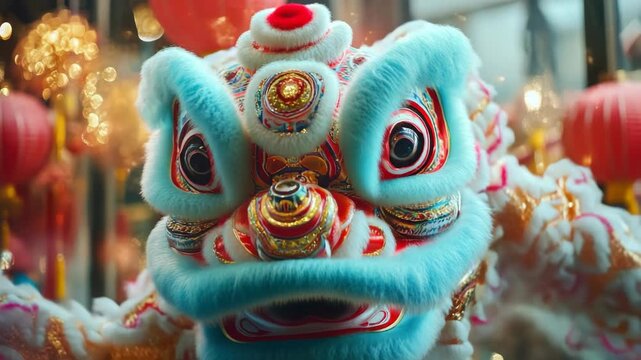 Traditional Chinese dragon mask for festival dances, featuring vivid colors and intricate designs.