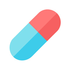 Red and blue medical pill on black background illustration