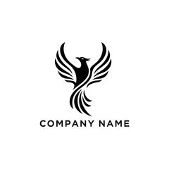 Obraz premium Elegant Black Phoenix Logo Design with Company Name Placeholder.