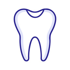 Abstract tooth illustration outlined in blue on black background