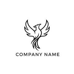 Obraz premium Elegant Phoenix Bird Line Art Logo Design for Company Branding.
