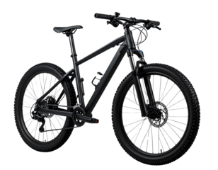Top-Down View of Modern Carbon Hardtail Bike with Angular Frame Design, isolated