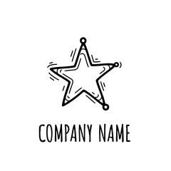 Obraz premium Hand Drawn Star Sheriff Badge Logo Design.
