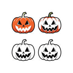 Halloween Pumpkin Vector Set – Jack O’ Lantern Faces Collection