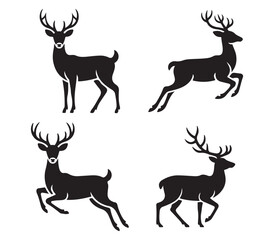 Wild stag deer silhouette vector pack – animal illustrations for emblem, tattoo, hunting theme, wildlife, nature, and forest inspired artwork