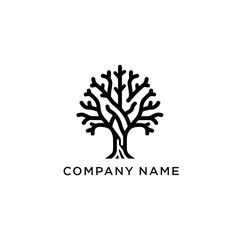 Obraz premium Minimalist Tree Logo with Intricate Branches for Company Branding.
