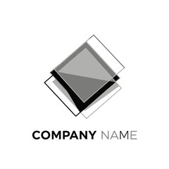 overlapping gray squares logo design.