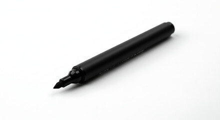 Elegant Black Marker Pen Isolated on White Backdrop, Perfect for Sketching and Illustration Projects, and Emphasizing the Focus on Artistic