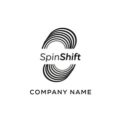 SpinShift Logo with Abstract Circular Design and Company Name, Modern and Dynamic.