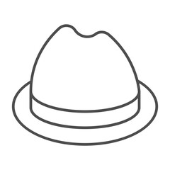 Hat with stripe and visor thin line icon, winter headwear concept. Vector graphics. Stylish hat for men, headwear sign on white background, outline style icon for mobile or web design.