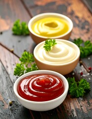 Sauces in small bowls