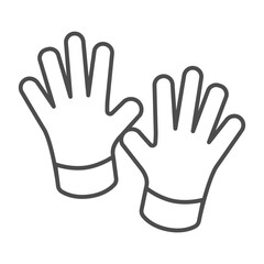 Obraz premium Gloves thin line icon, autumn clothing concept. Vector graphics. Pair of warm knitted mittens for hands, clothes sign on white background, outline style icon for mobile or web design.