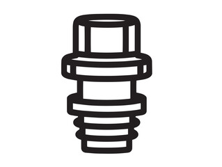Industrial Cable Gland Icon in Clean Precise Line Drawing