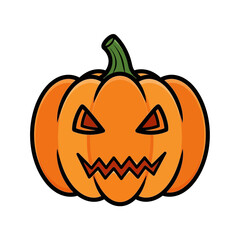 Spooky jack-o'-lantern with a classic carved face, perfect for Halloween celebrations and festive decorations