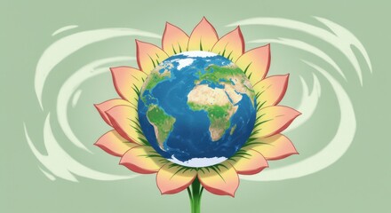 Earth within a lotus flower
