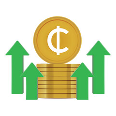 Financial Growth Coins Stacked High Green Arrows Point Upwards Celebrating Economic Success Investment and Market