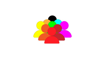 Abstract colorful group of diverse people icons on black background representing community and unity