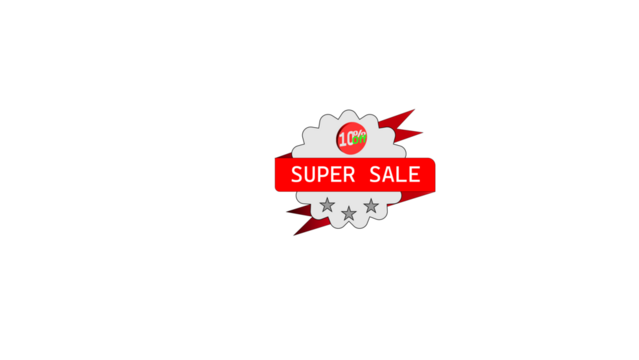 Bright red super sale banner with festive sparkles and starburst effect
