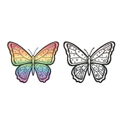 Butterfly Coloring Page Rainbow Wings, Printable Insect Art, Kids Craft, Digital Download, Nature Theme