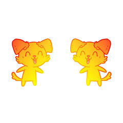 Two Cartoon Dogs with Playful Expressions in Warm Tones