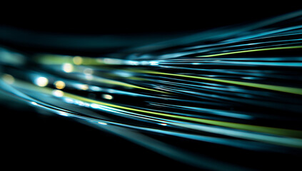 Abstract representation of rapid data transfer, with streaks of light representing the flow of information.