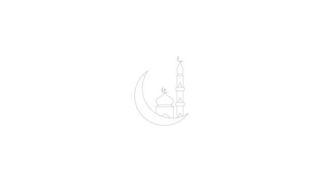Stylized islamic crescent moon and mosque silhouette on a dark background