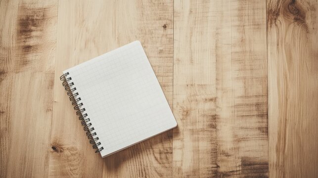 Blank notebook on wooden table