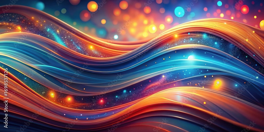 Wall mural abstract cosmic waves flowing through vibrant nebulae, a mesmerizing display of color and light