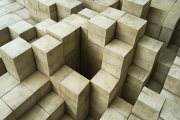 3D cubes tessellated into impossible patterns optical illusion