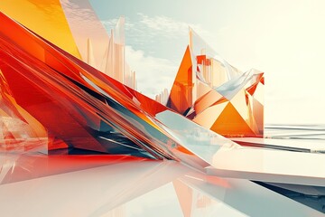 abstract geometric shapes forming futuristic landscape