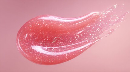 Fototapeta premium Gleaming Pink Gel Droplet Abstract Macro