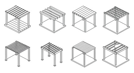 various designs of modern outdoor furniture shown in black white