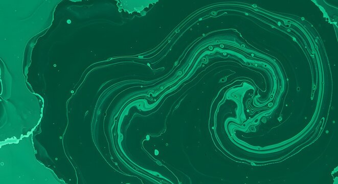 Abstract emerald green fluid art design with swirls and veins