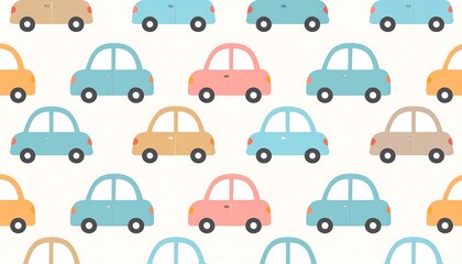 Repeating pattern of cartoon cars
