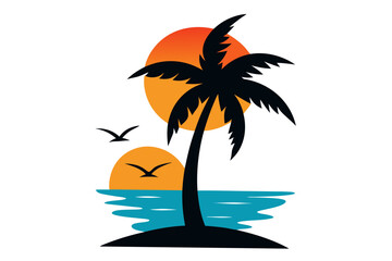 tropical island with palm trees