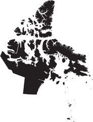 Nunavut Canada Province Map Silhouette High Detail Editable